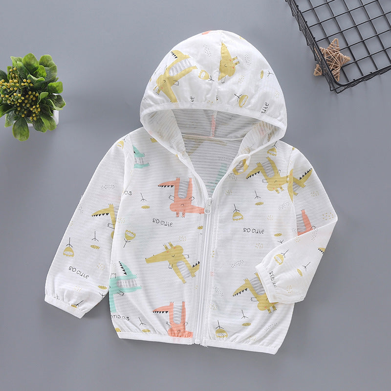 Unisex lightweight hoodie for toddlers with cute animal print and zipper Chichicherry