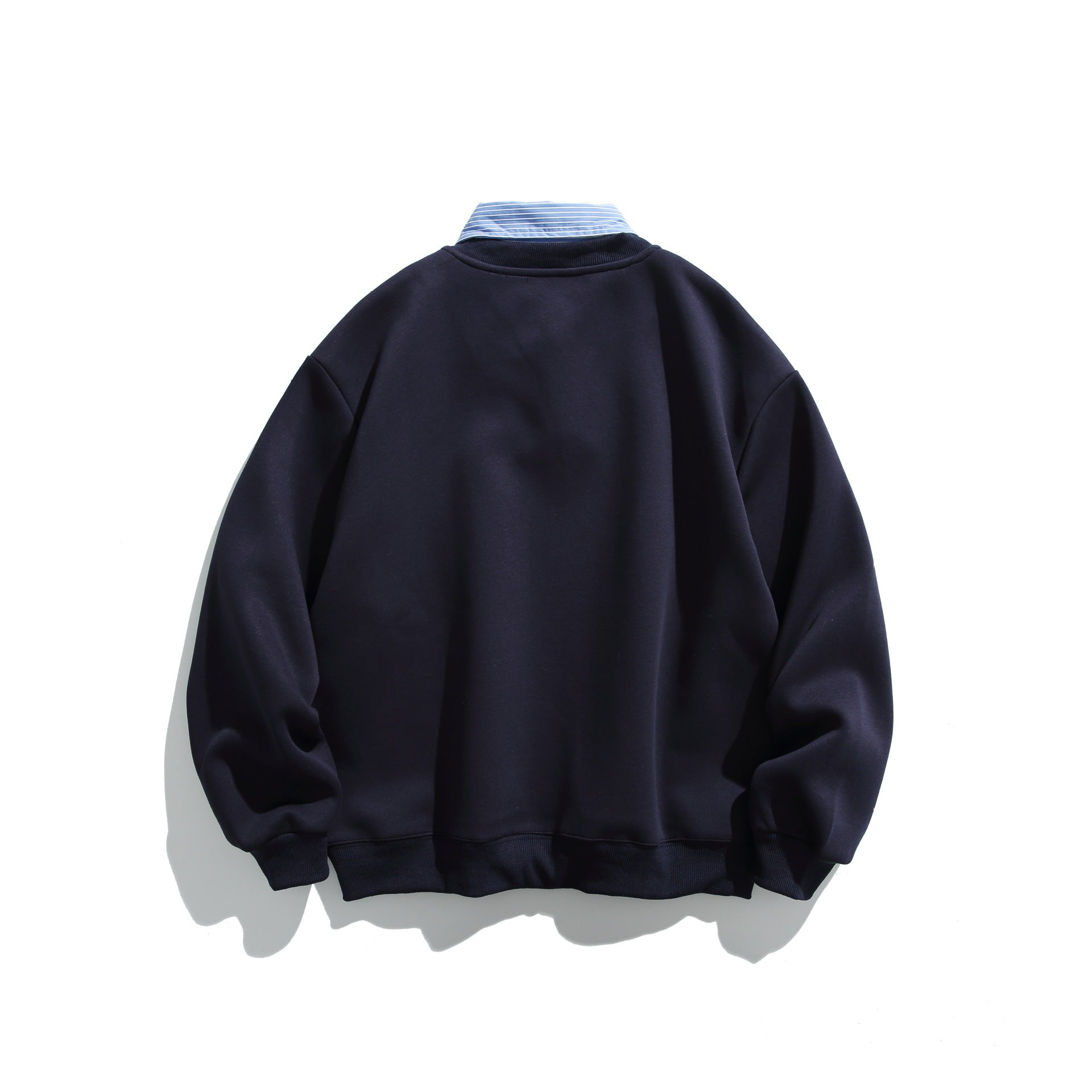 Unisex sweatshirt in layering look with integrated shirt collar and V-neck Chichicherry