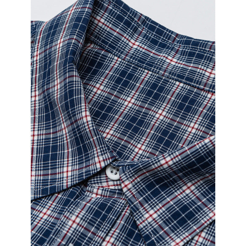 Men's Casual Check Shirt in Overshirt Style with Button-Down Collar and Rounded Hem Chichicherry