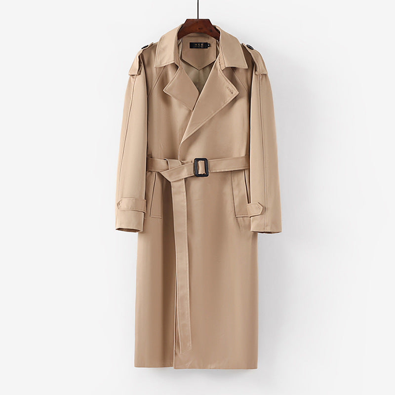 Unisex Longer minimalist trench coat with belt and shoulder epaulets Chichicherry