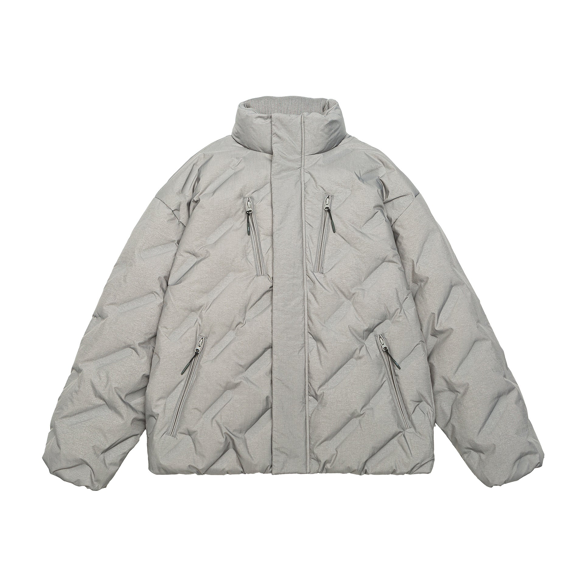 Unisex Padded Oversized Quilted Jacket with High Stand-Up Collar Chichicherry