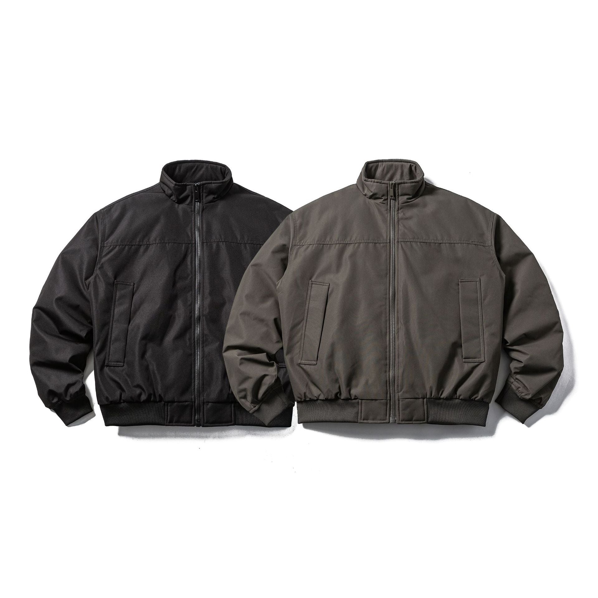 Men's Padded Bomber Jacket in Boxy Cut with High Stand-up Collar and Ribbed Hem Chichicherry
