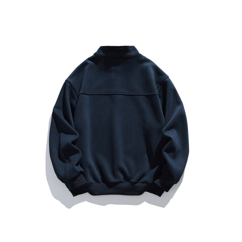 Unisex half-zip sweatshirt with stand-up collar, raglan sleeves, and minimalist chest patch Chichicherry