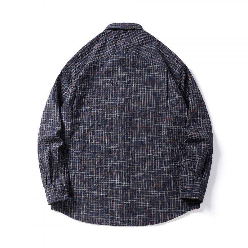 Men's Quilted Checkered Overshirt Jacket with Chest Pocket Chichicherry