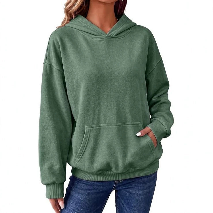 Women's Oversize Hoodie with Kangaroo Pocket, Washed Finish and Ribbed Cuffs Chichicherry