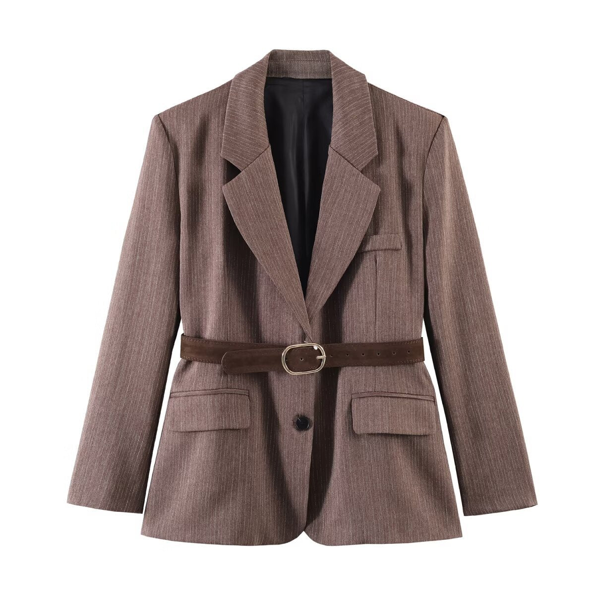 Ladies Tailored Pinstripe Blazer with Removable Belt Chichicherry