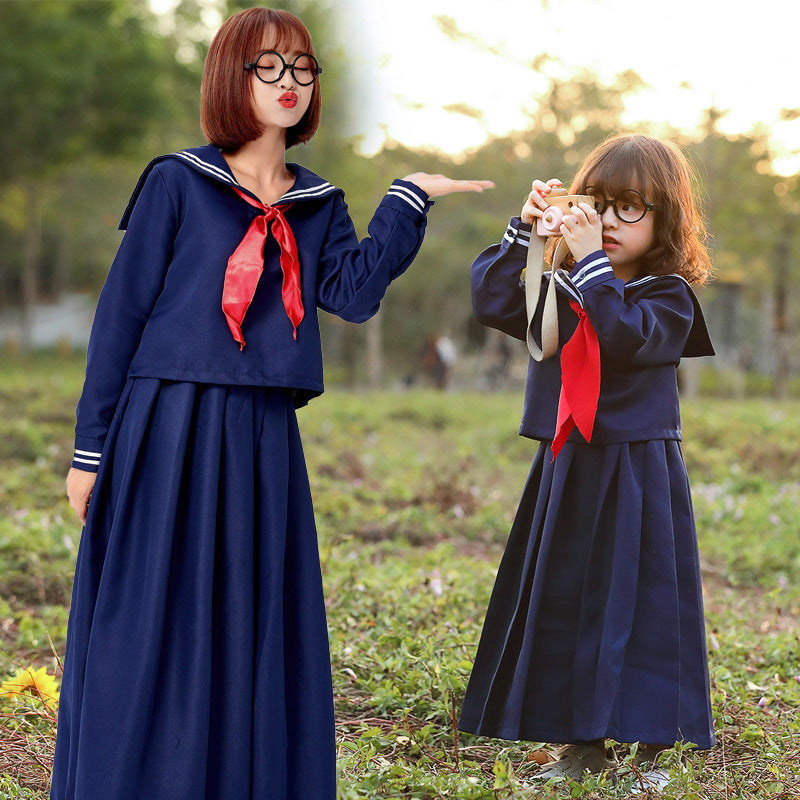 Girl sailor dress with large collar and red neckerchief Chichicherry
