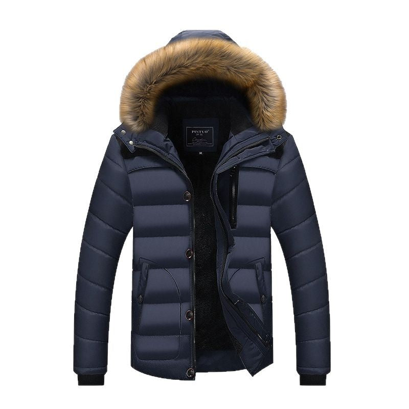 Men's quilted parka with teddy lining, hood with faux fur trim and hidden chest pocket Chichicherry