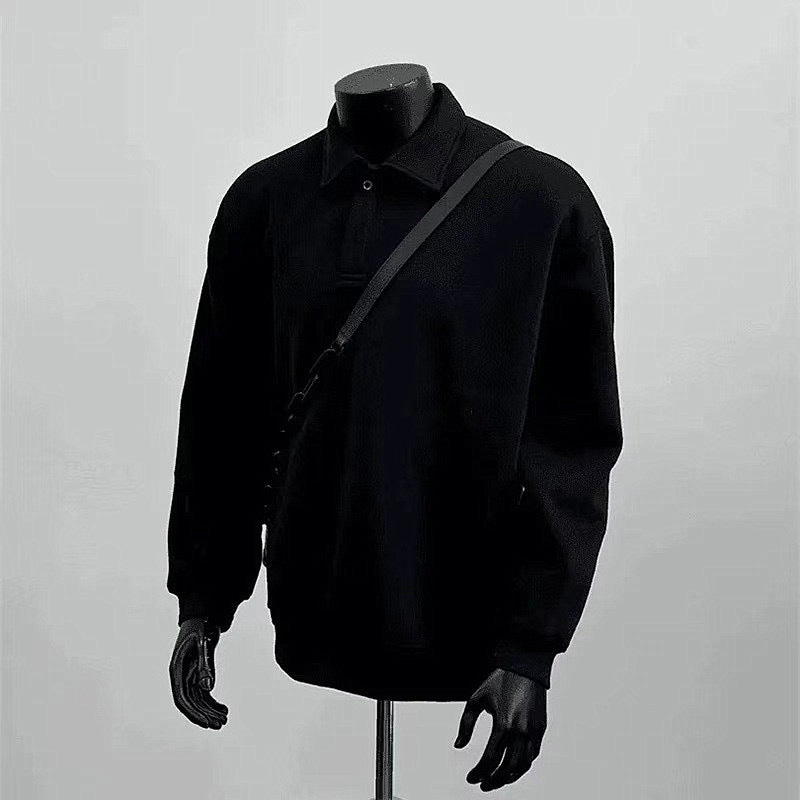 Men's polo shirt sweatshirt with shirt collar and oversized cut Chichicherry