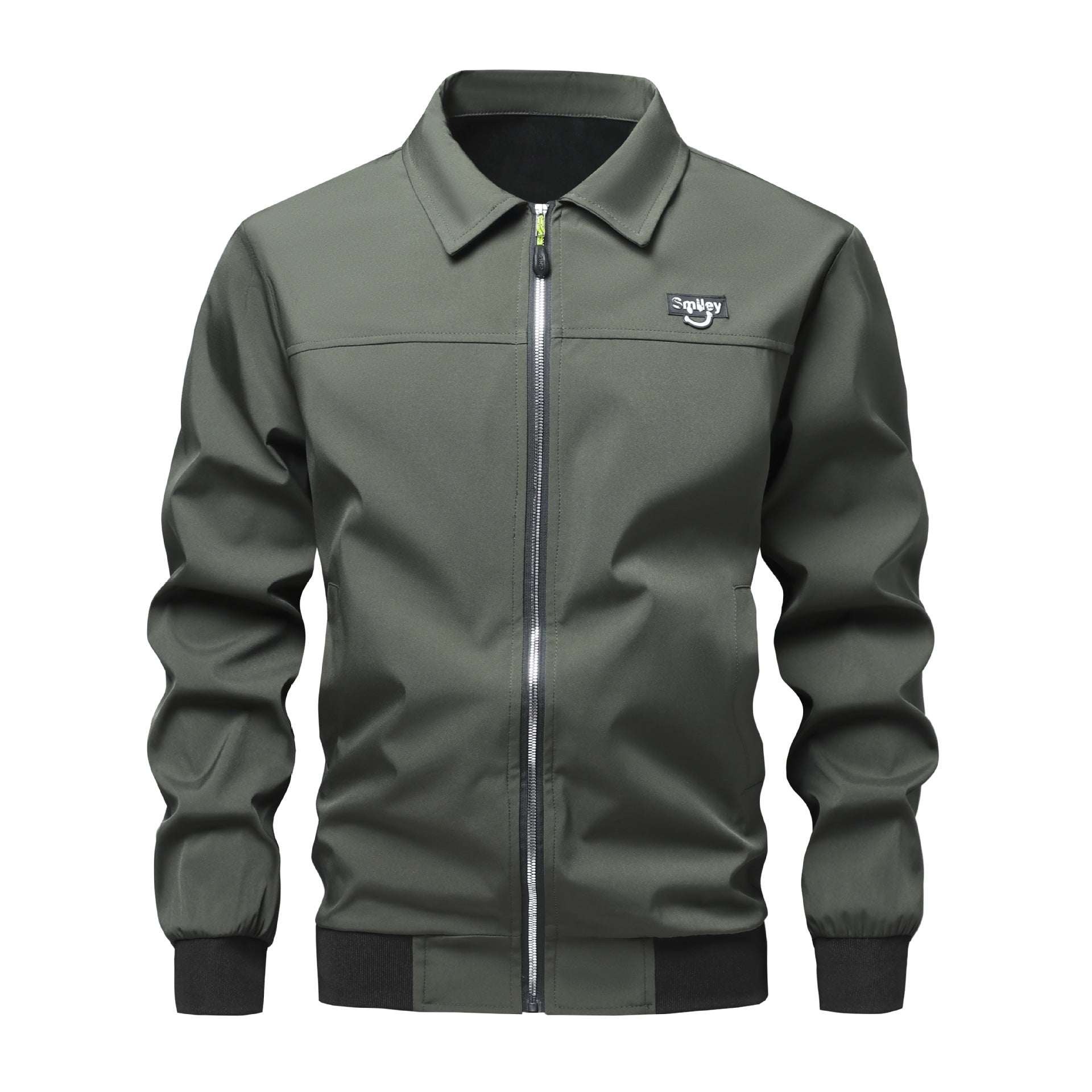 Men's Collar-Zip Blouson made of softshell with ribbed cuffs & Smiley patch Chichicherry
