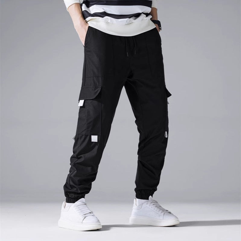 Men's Cargo Jogging Pants with Multi-Function Pockets, Drawstring Waistband & Elastic Ankle Cuffs Chichicherry