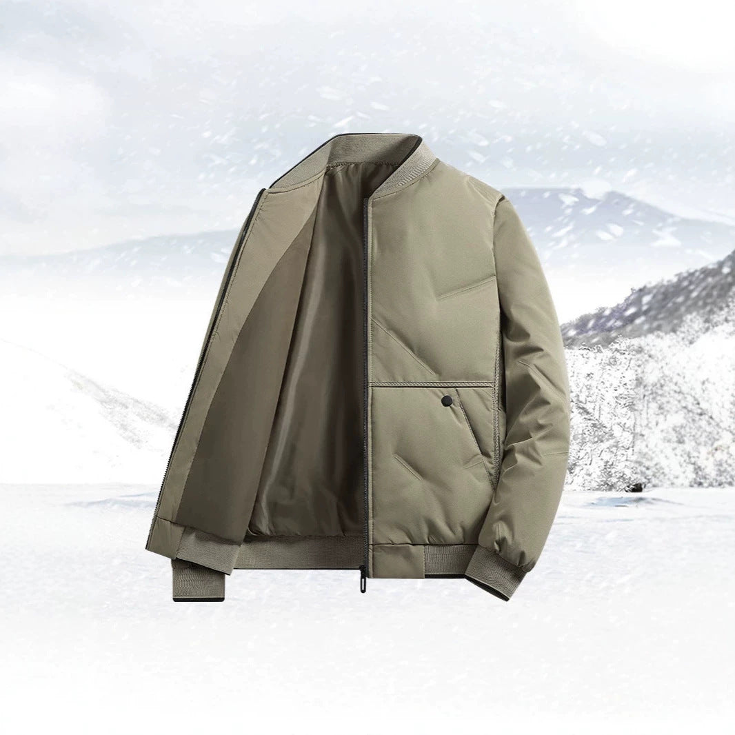Men's Padded Thermal Bomber Jacket with Stand Collar, Zipper & Insulating Padding Chichicherry