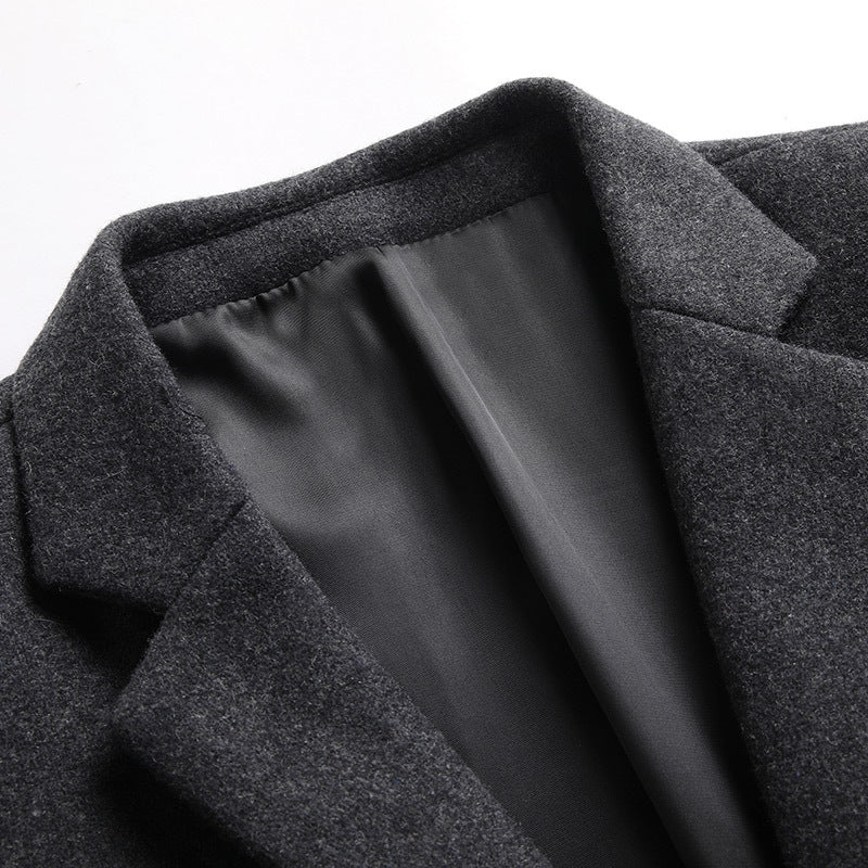 Men's Modern Wool Blend Slim Fit Blazer with One Button and Flap Pockets Chichicherry