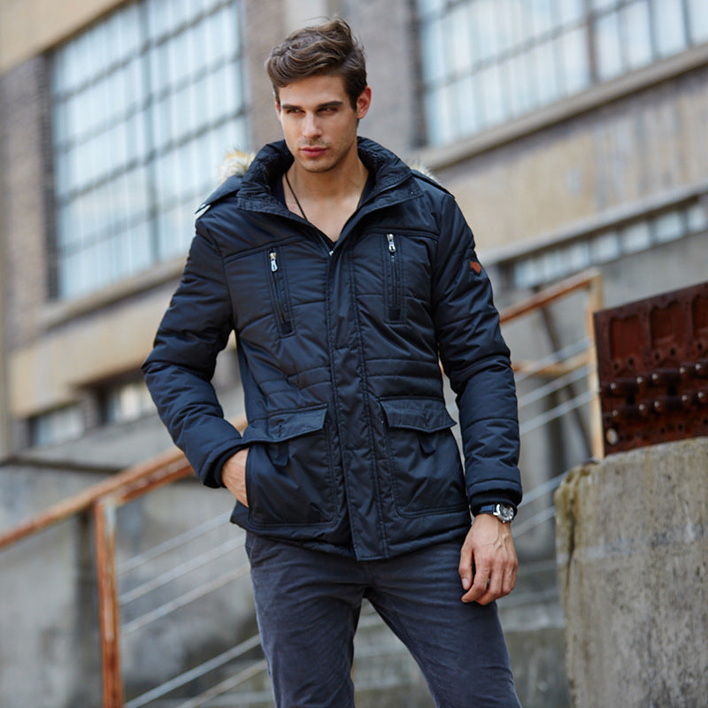 Men's urban thermal parka with warming teddy lining, faux fur hood, and multiple pockets Chichicherry