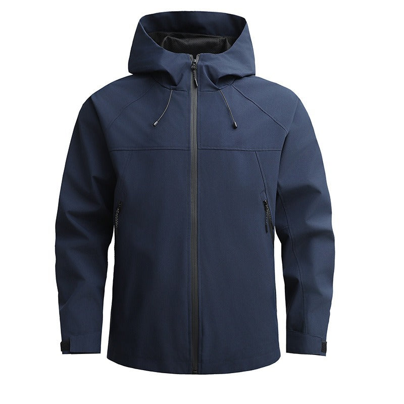 Men's Breathable Softshell Jacket with Two-Way Zipper, Adjustable Hood and Water-Repellent Surface Chichicherry
