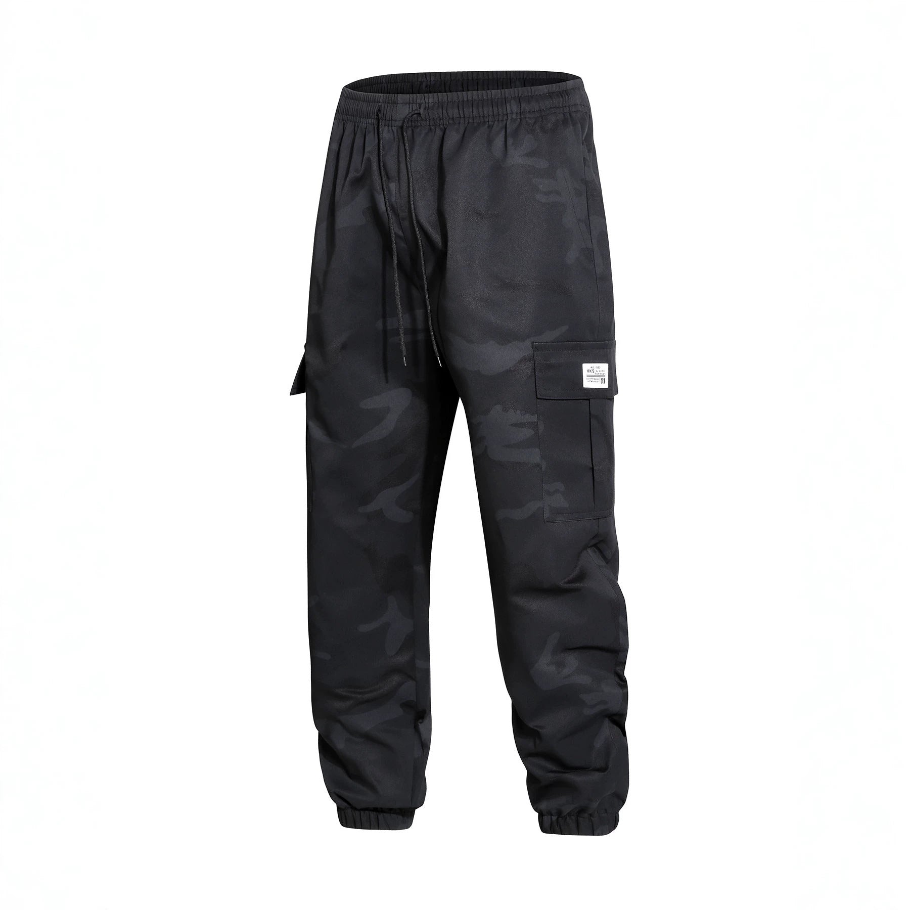 Men's cargo pants in jogger style with camouflage, drawstring waistband & elastic ankle cuffs Chichicherry