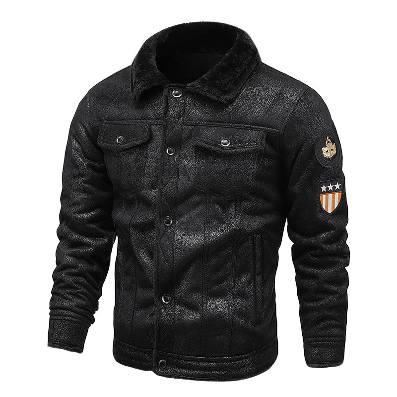 Men's pilot jacket made of synthetic leather with teddy fur lining and Chichicherry patch