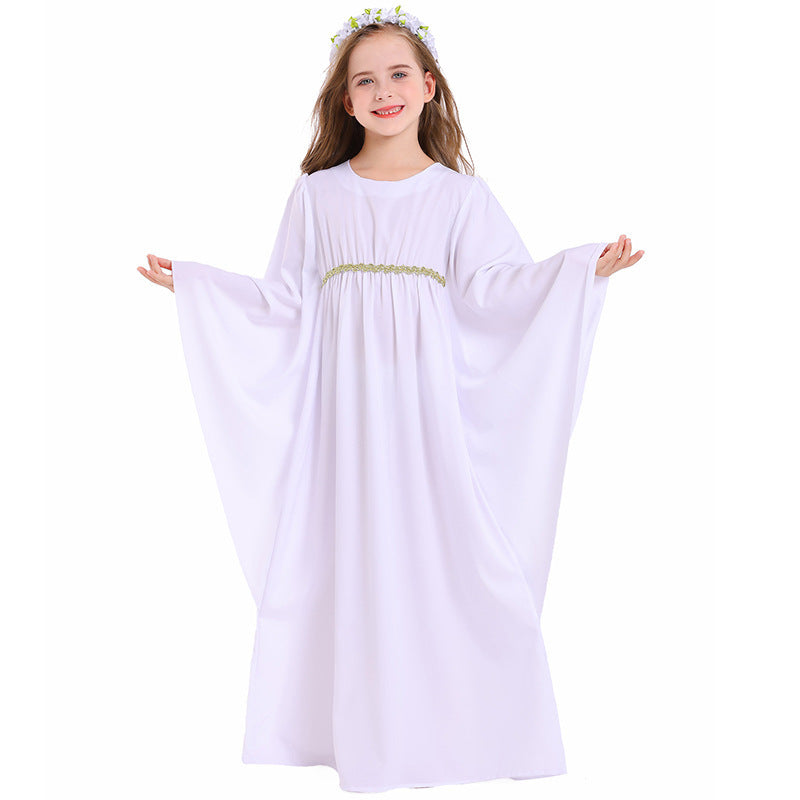 Girls fairy-tale dress with wide sleeves and floral belt Chichicherry