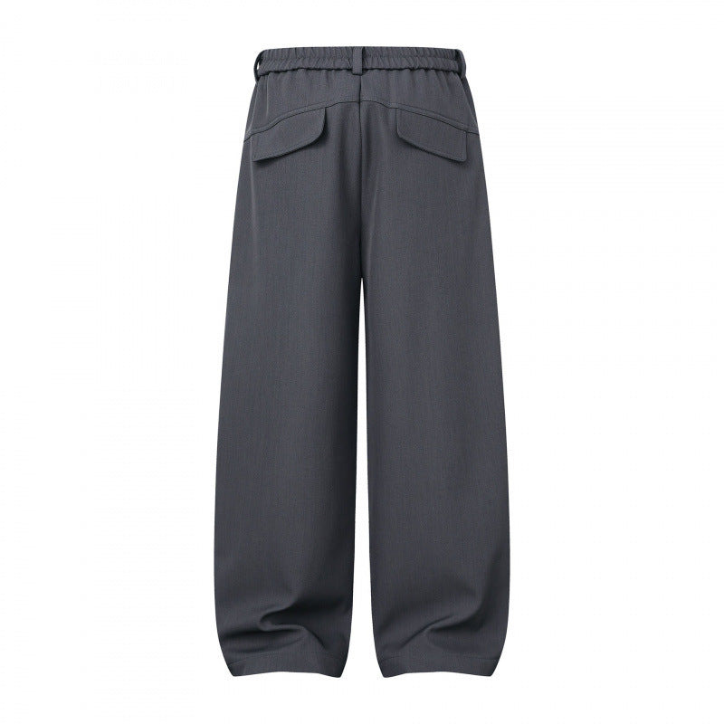 Women Wide Culotte Pants with Knee Patches, Elastic Back Waistband and Patch Pockets Chichicherry