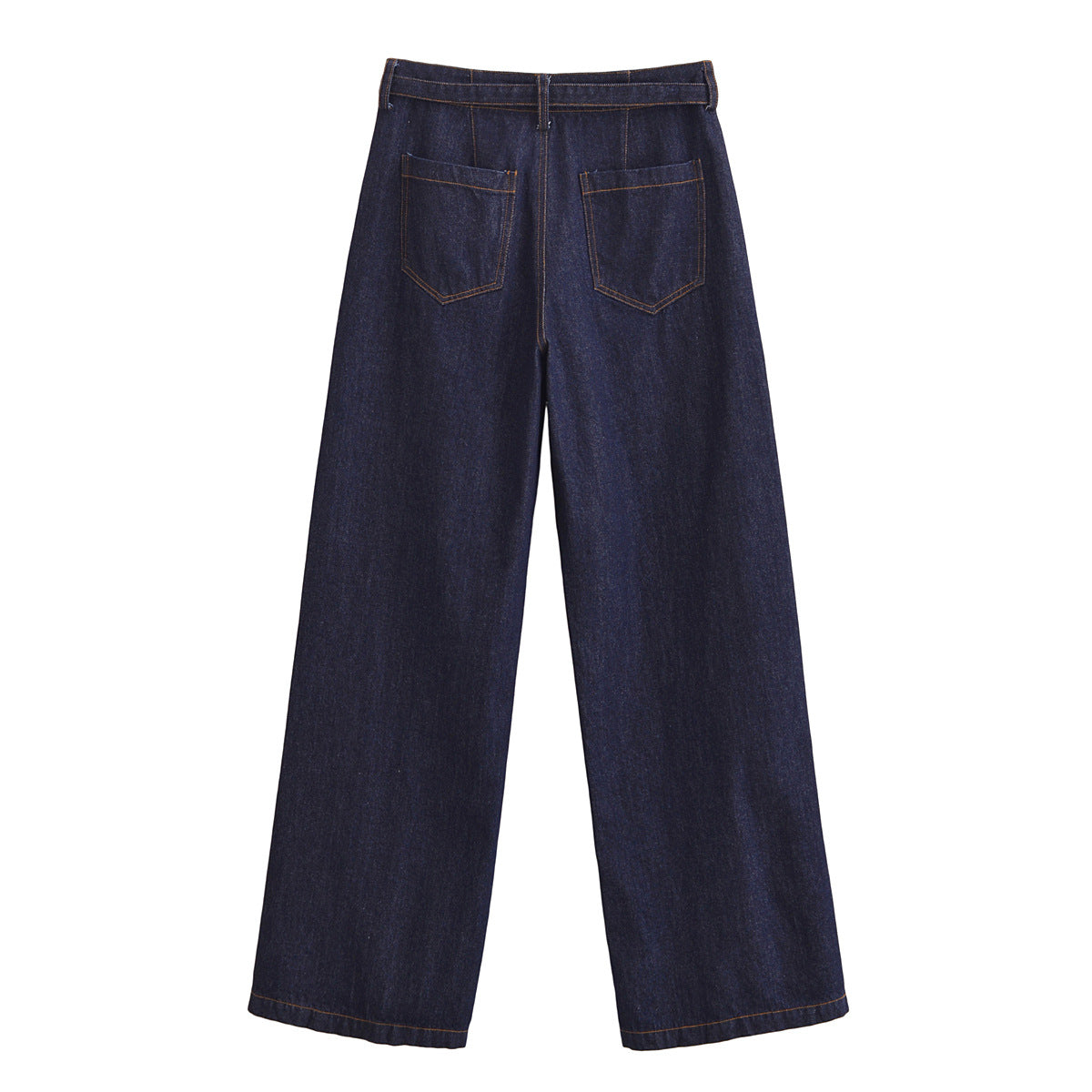 Women's Wide High-Waist Palazzo Jeans with Center Seam and D-Ring Belt Chichicherry