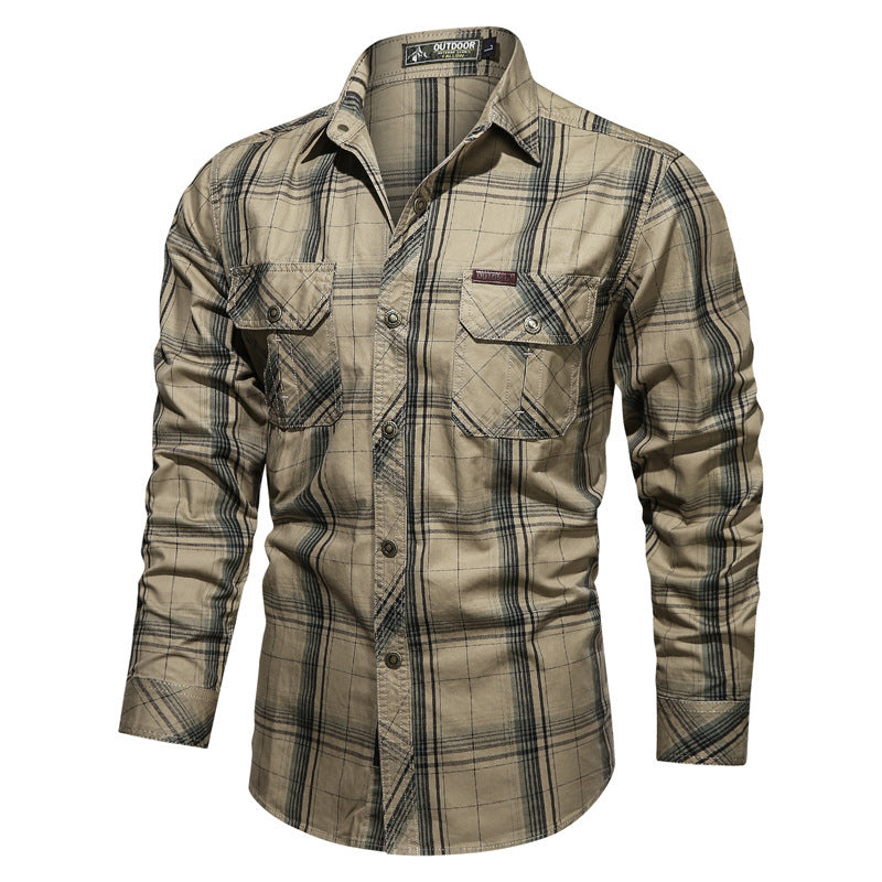 Men's checked utility shirt with chest flap pockets and reinforced canvas finish Chichicherry