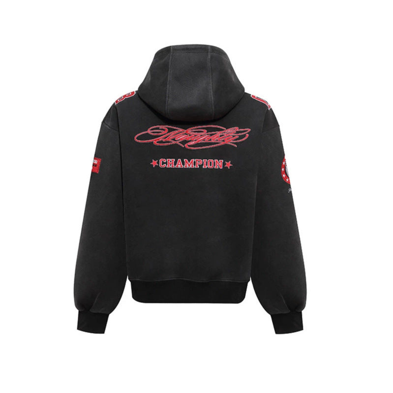 Women's Oversize Hoodie Sweatshirt with Large Number Print and Star Applications Chichicherry