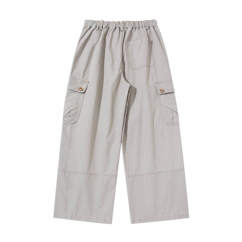 Women's Wide Cargo Pants with High Waist, Large Flap Pockets, and Culotte Silhouette Chichicherry