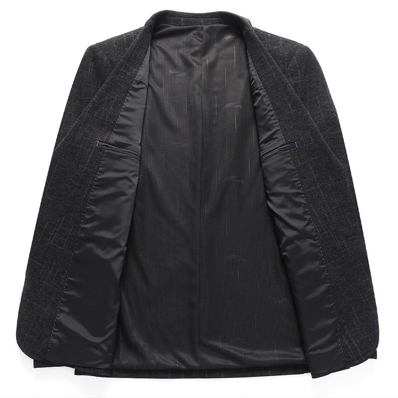 Men's blazer made of wool blend with subtle check pattern, lightweight thermal inner lining and patch pockets Chichicherry