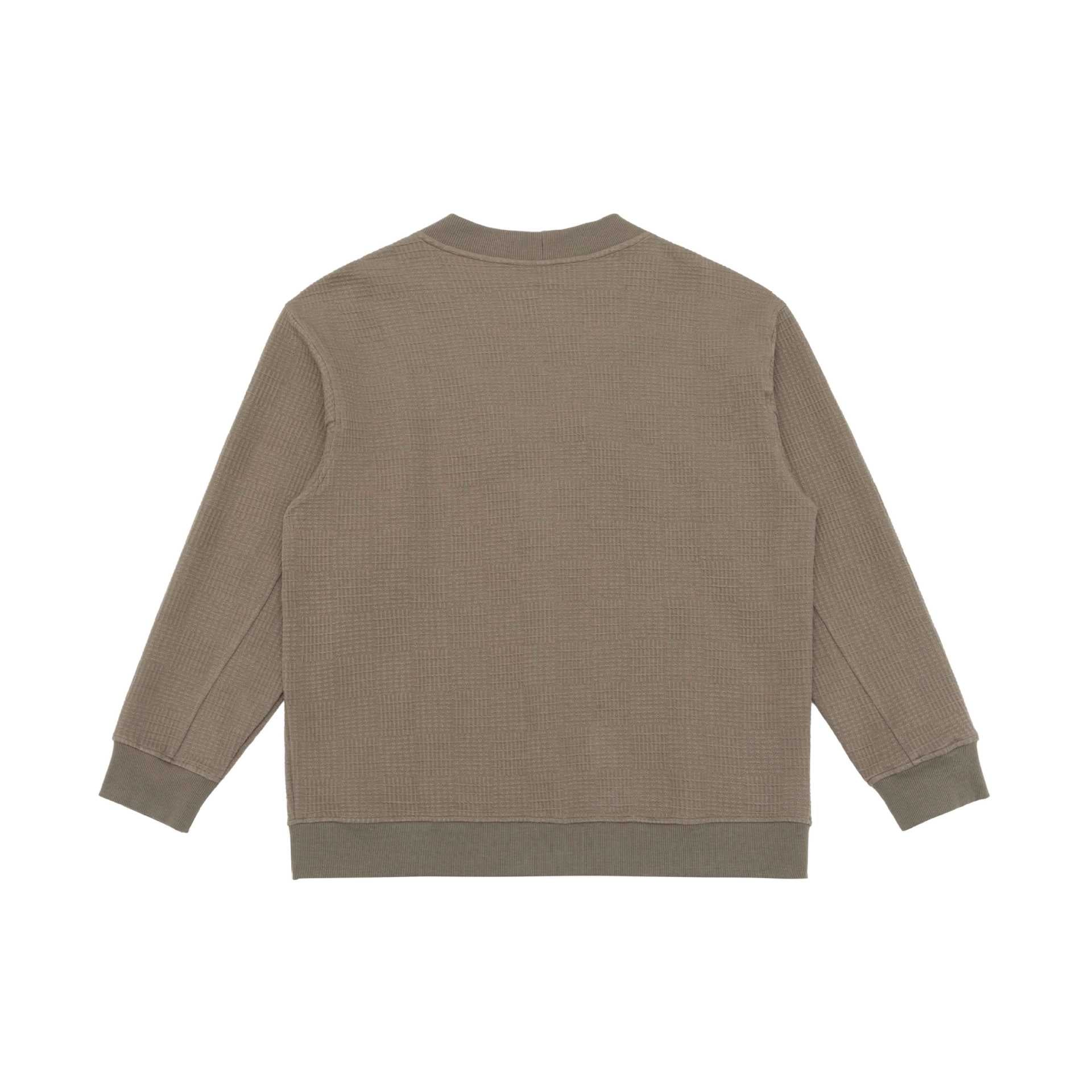 Unisex Waffle Structure Cardigan with V-Neck, Button Placket and Patch Pockets Chichicherry