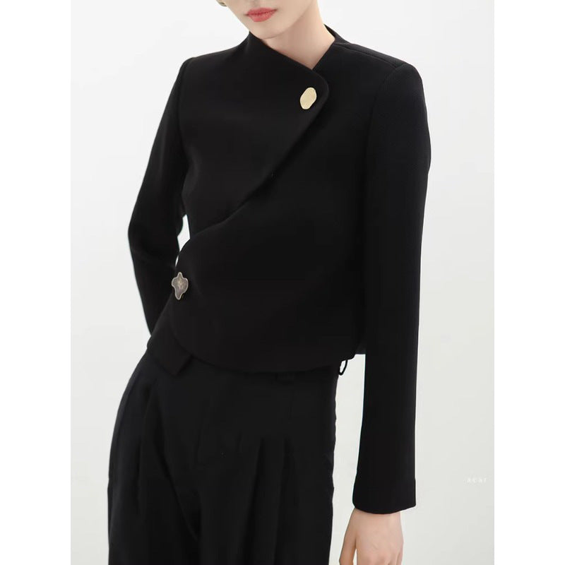 Ladies Elegant cropped blazer jacket with asymmetric cut Chichicherry