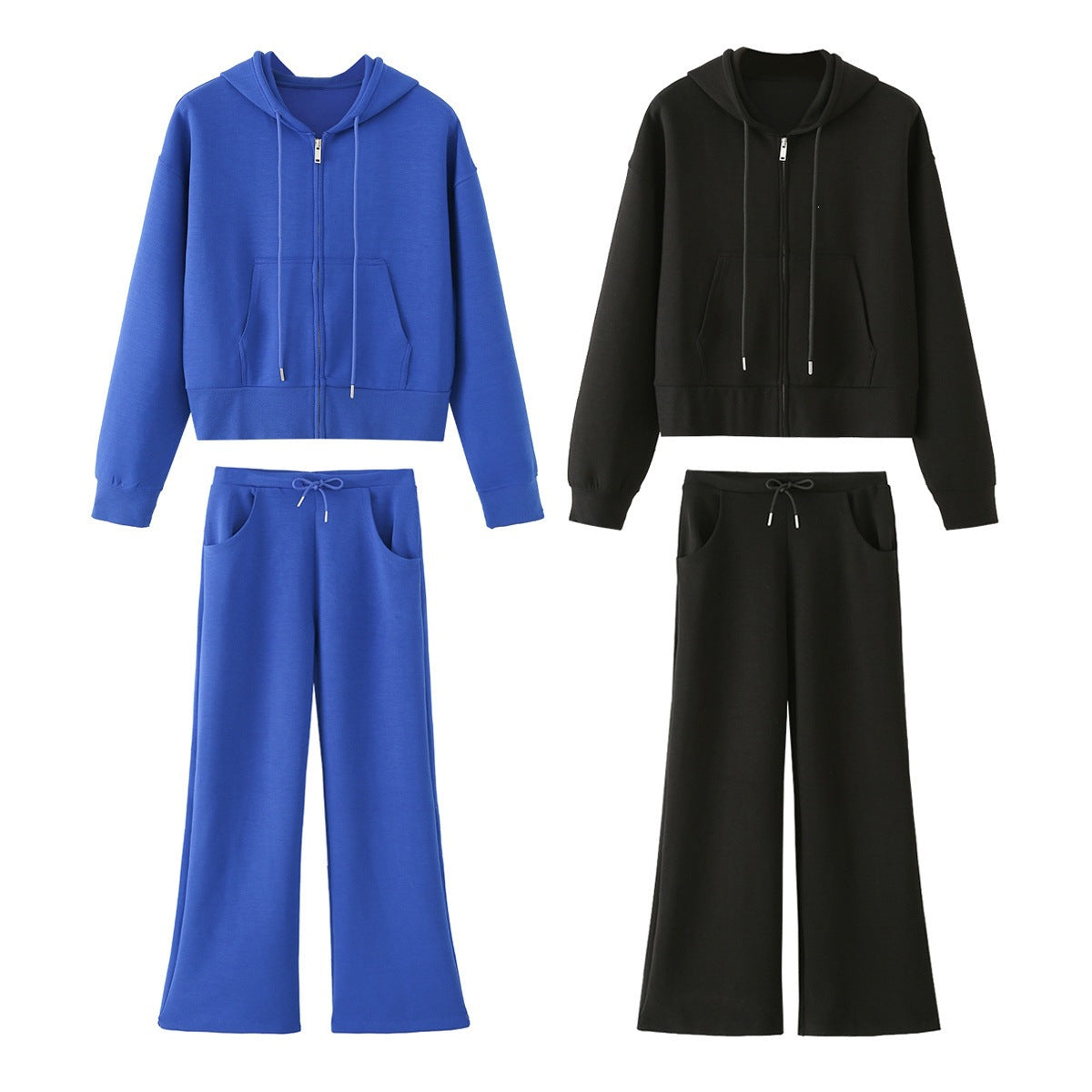 Ladies Wide Lounge Pants with High Waist, Drawstring and Side Pockets Chichicherry