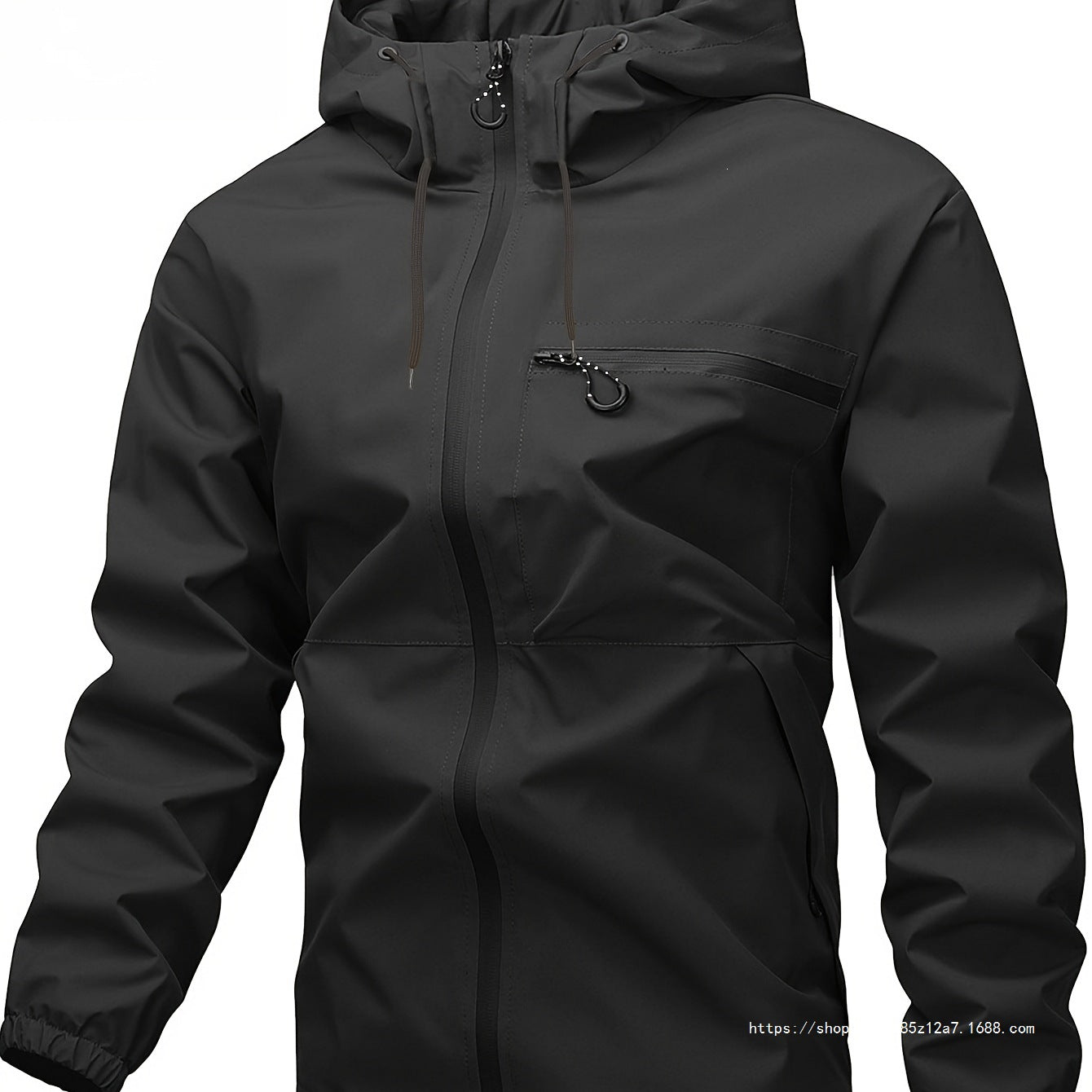 Men's Waterproof Softshell Jacket with Adjustable Hood, Sealed Zippers, and Chest Pocket Chichicherry
