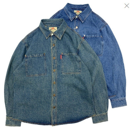 Herren Relaxed Denim-Hemdjacke mit aufgesetzten Brusttaschen und gerundetem Saum Chichicherry