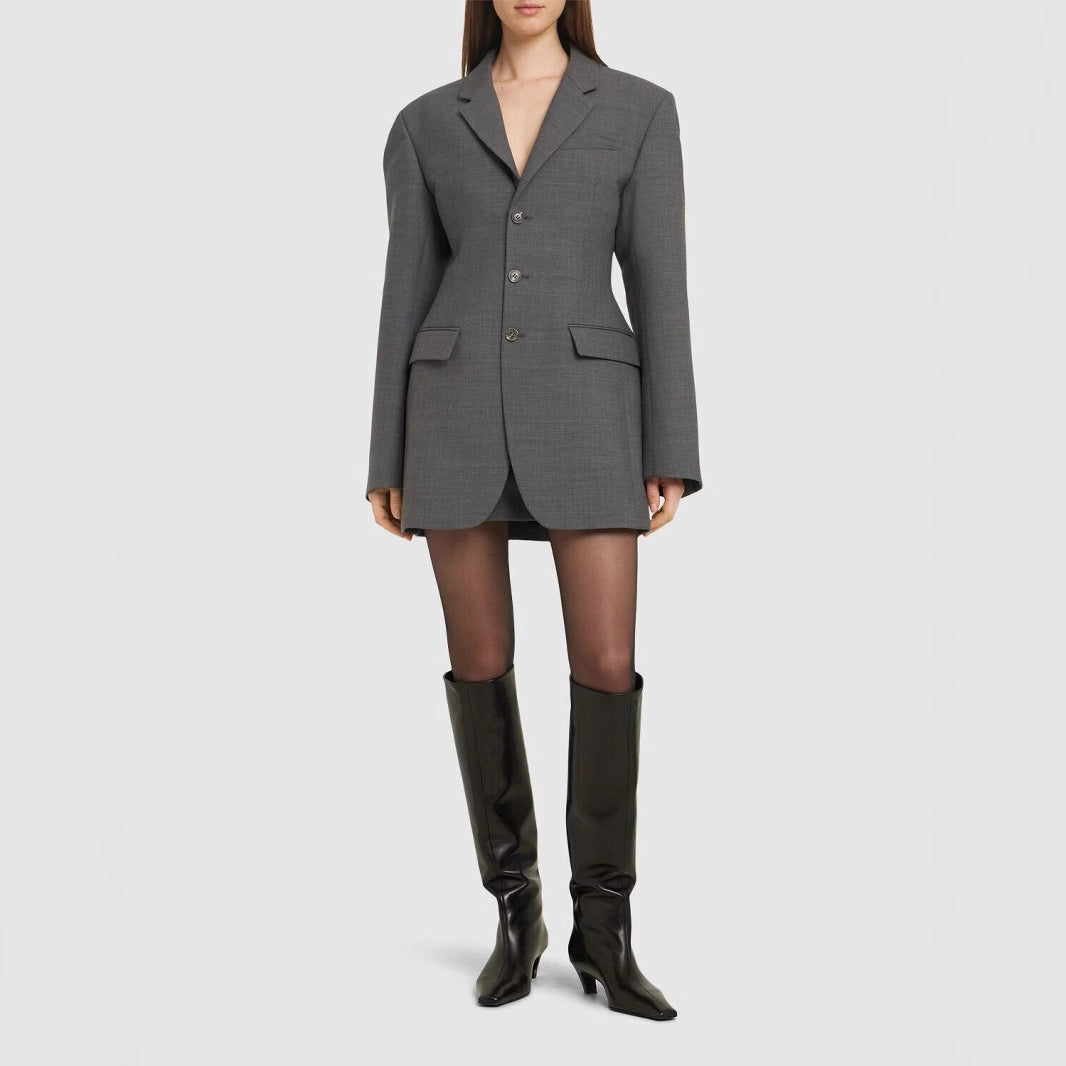Ladies Oversize Blazer with long silhouette and distinctive shoulder section Chichicherry
