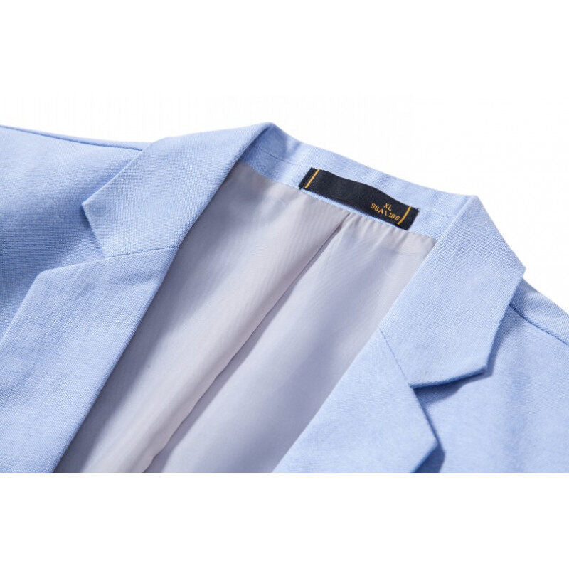 Men's Tailored Single-Button Blazer made of lightweight Cotton-Linen Blend Chichicherry
