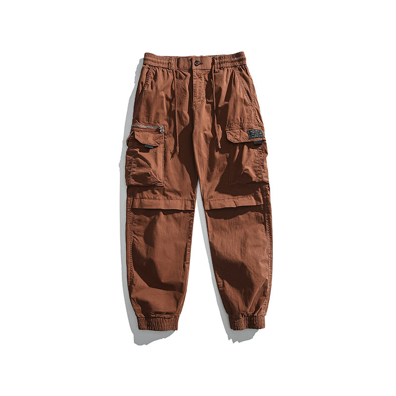 Men's cargo jogger pants with elastic waistband and multifunctional flap pockets Chichicherry