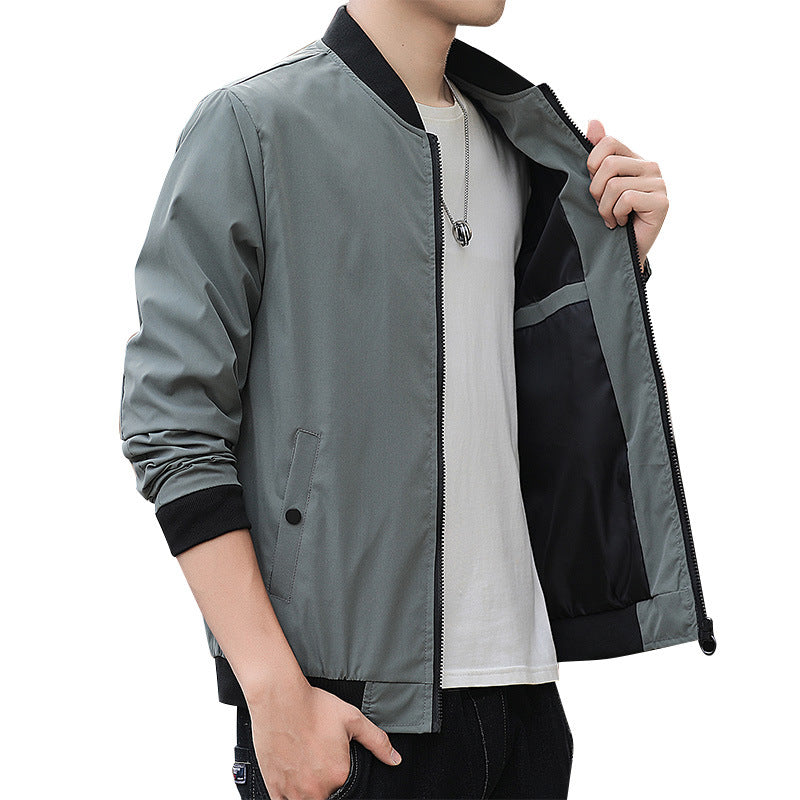 Men's Minimalist Lightweight Bomber Jacket with Matte Microfiber Outer Layer and Contrasting Zipper Chichicherry