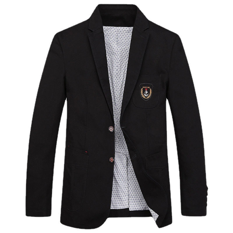 Men's cotton blazer in casual worker style with chest pocket and emblem Chichicherry