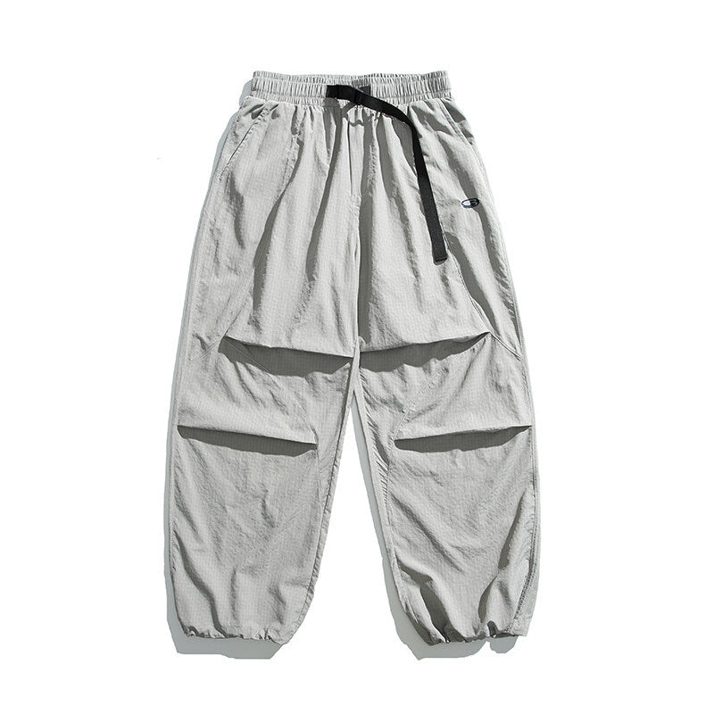 Unisex Lightweight Ripstop Cargo Pants with Multiple Flap Pockets and Elastic Hem Chichicherry