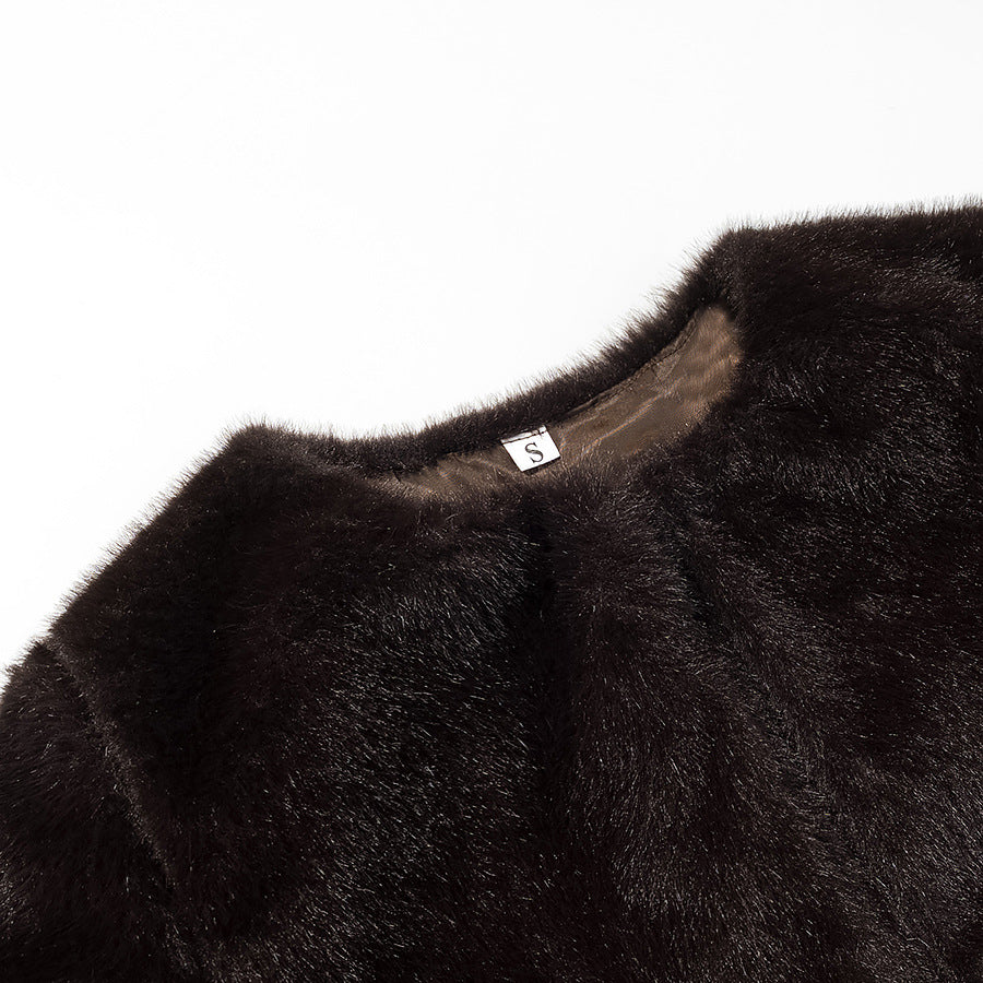 Ladies Short-Cut Faux Fur Bolero with 3/4 Sleeves Chichicherry