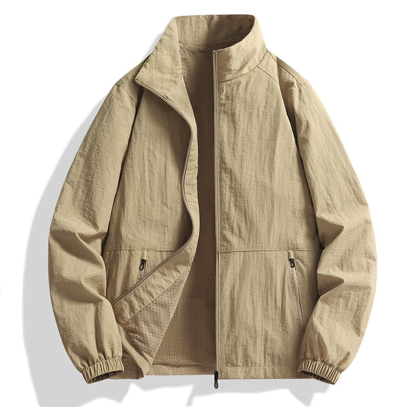 Men's Ultralight Windbreaker with Mesh Lining, Stand Collar & Zipper Chichicherry