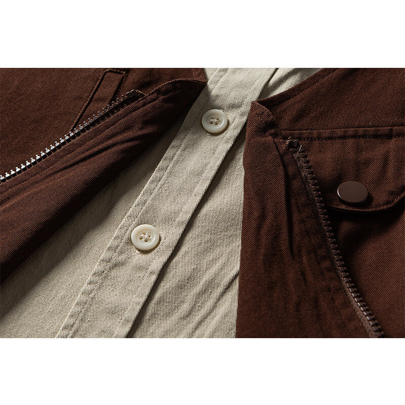 Men's utility vest with multifunctional pockets, half zip and integrated shirt layer Chichicherry