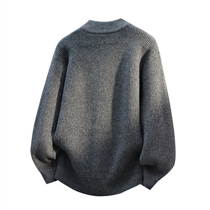 Men's Oversized Cardigan with Two-Way Zipper, Ribbed Hem and Patch Pockets Chichicherry