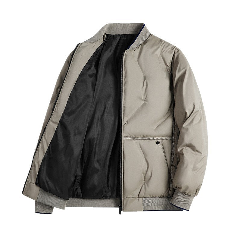 Men's Minimalist Thermal Bomber Jacket with Smooth Lining and Concealed Zipper Placket Chichicherry