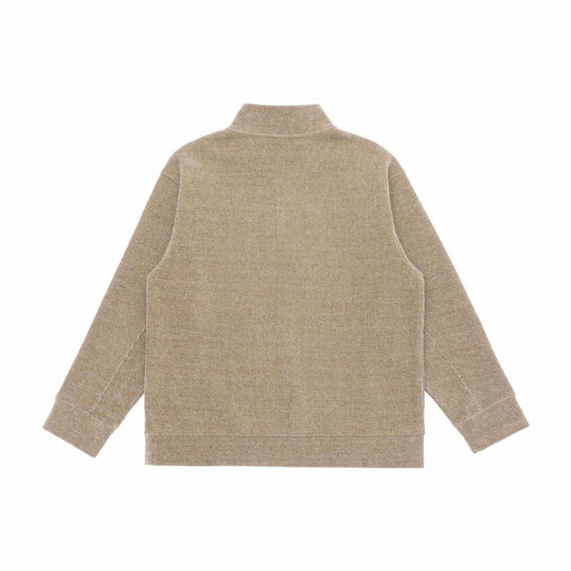 Unisex Boxy Knit Sweater with Half Button Placket and Stand-Up Collar Chichicherry