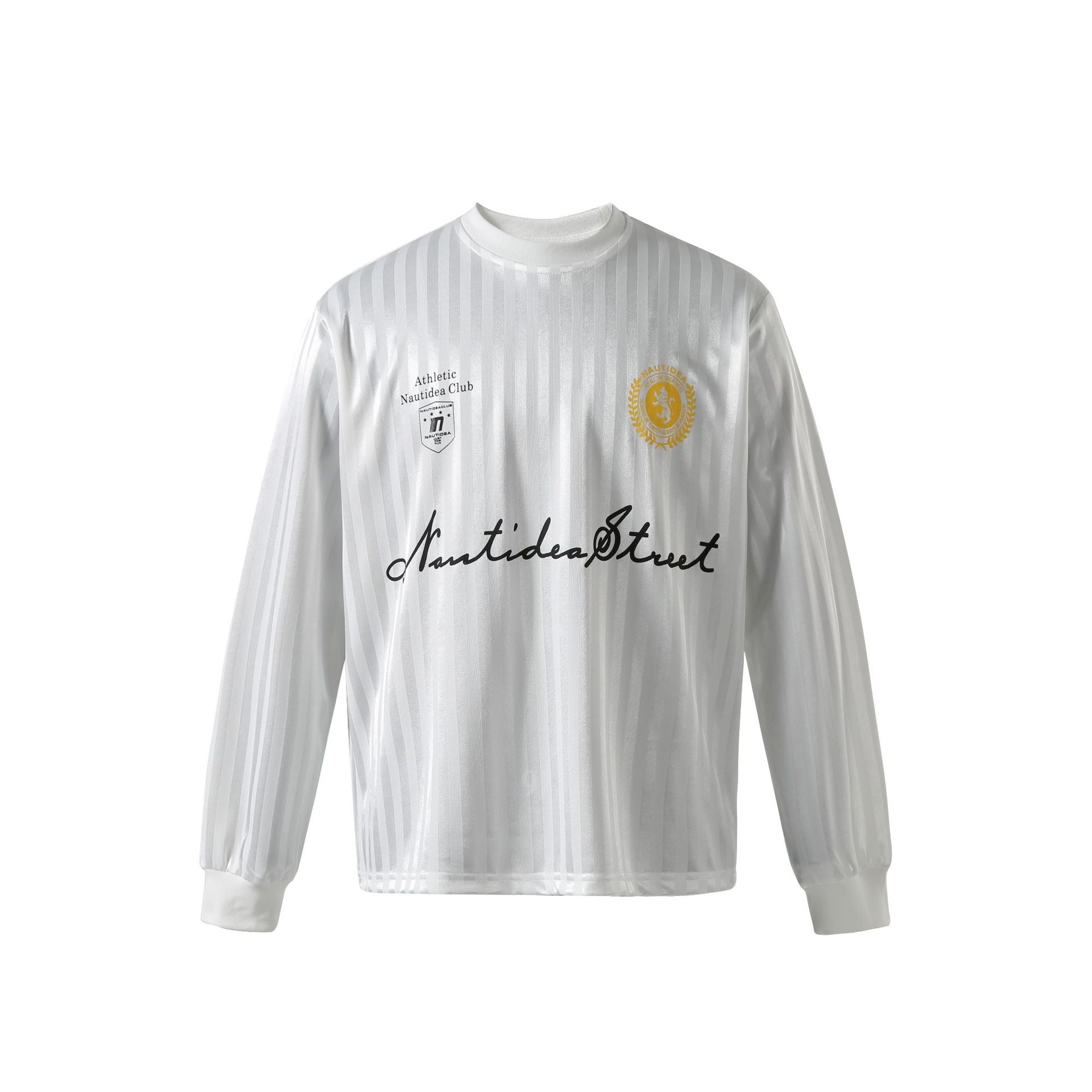 Unisex Long Sleeve Sports Jersey in Retro Football Style with Stand-up Collar and Striped Jacquard Structure Chichicherry