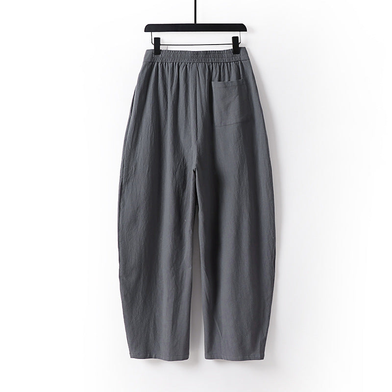 Women's High-Rise Culotte Pants with Pleats and Elastic Waistband Chichicherry