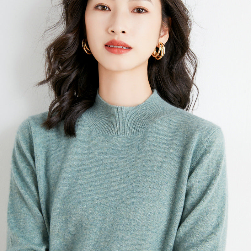 Women’s Short Turtle Neck Fine Knit Sweater with Light Mohair Effect Chichicherry