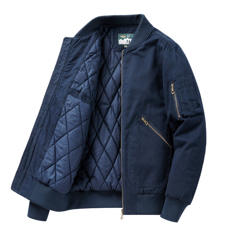 Men's Short-Cut Utility Bomber Jacket made of sturdy canvas with arm pocket Chichicherry