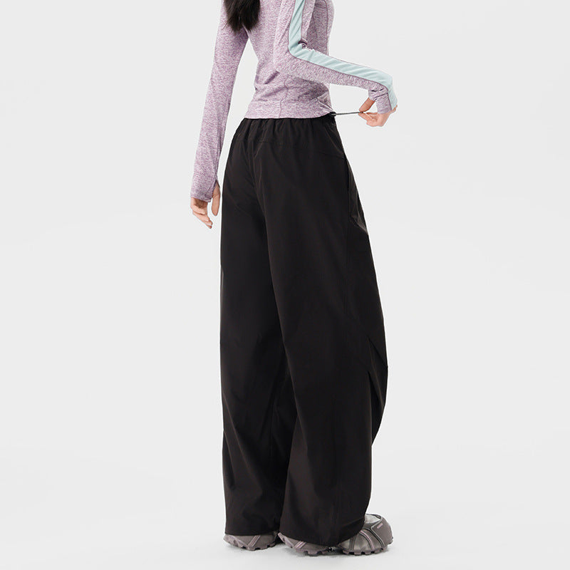 Women's wide technical cargo pants with drawstring waistband Chichicherry
